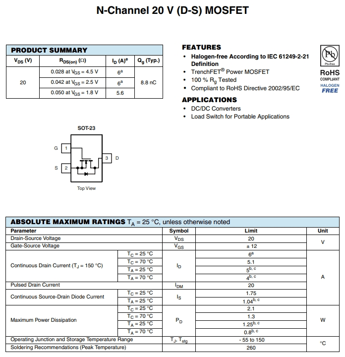 SI2302DS-T1-GE3參數(shù) SI2302DS-T1-GE3參數(shù)