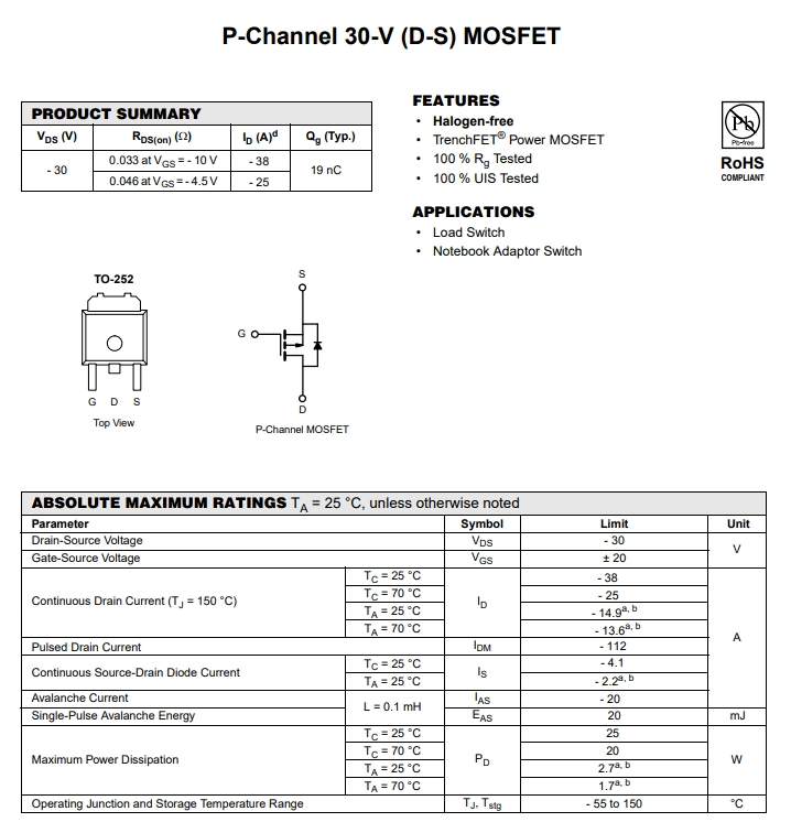 NTD25P03LG參數(shù)