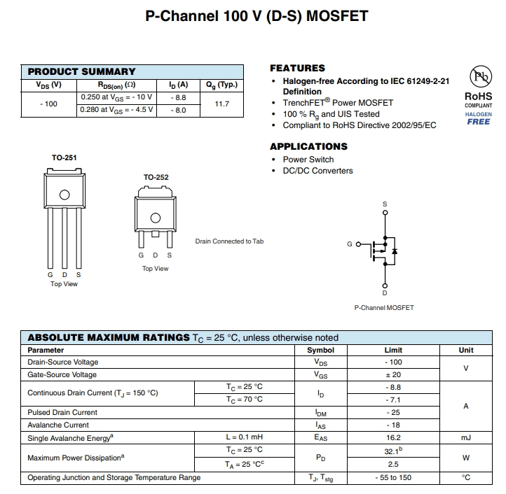IRFR9120NTRPBF參數(shù)