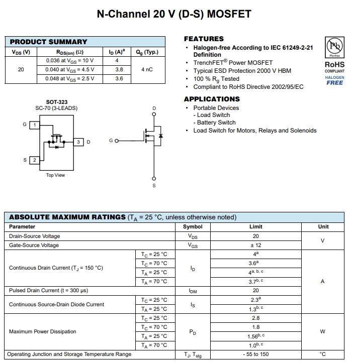 SI1304BDL-T1-GE3參數(shù)