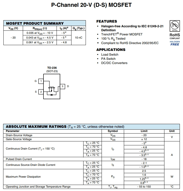 SI2305CDS-T1-GE3參數(shù) SI2305CDS-T1-GE3參數(shù)