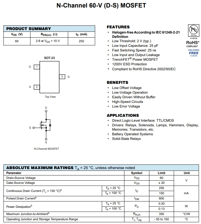 MMBF170LT1G參數(shù)