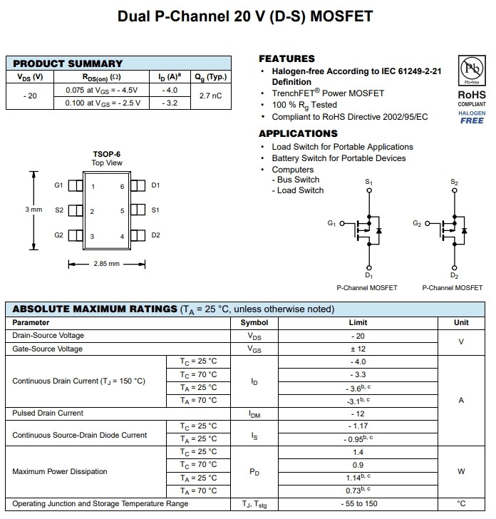 AO6801A參數(shù) AO6801A參數(shù)