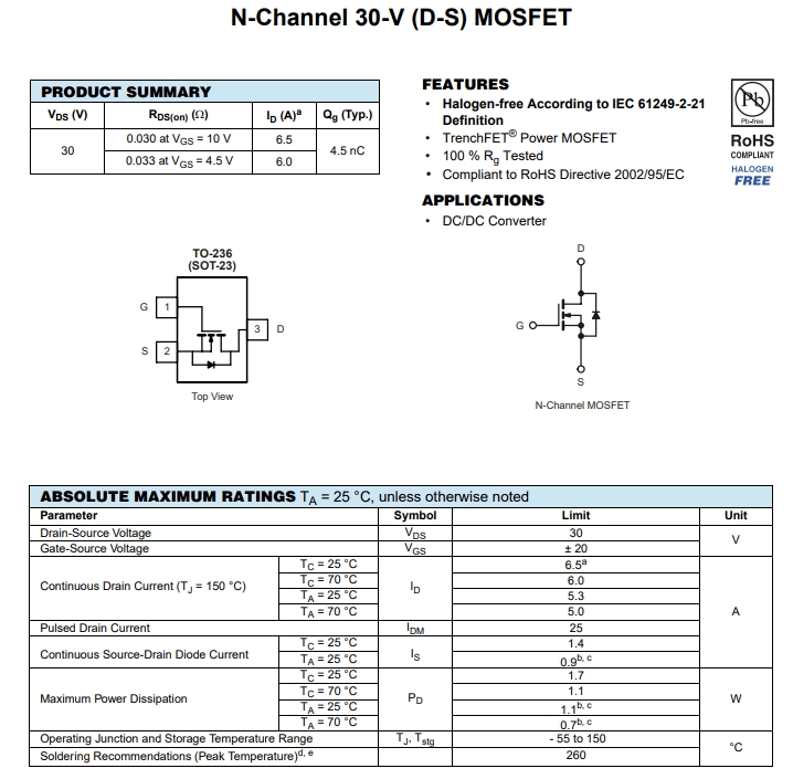 SI2318DS-T1-GE3參數(shù) SI2318DS-T1-GE3參數(shù)