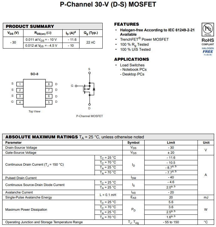 SI4835DDY-T1-E3參數(shù)