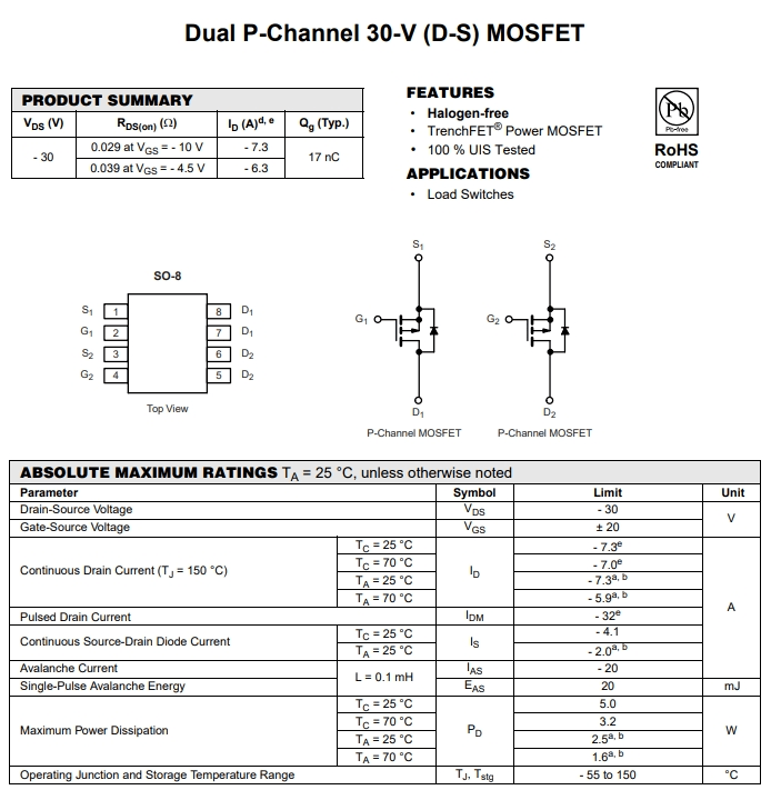 SI9933ADY-T1-E3參數(shù)