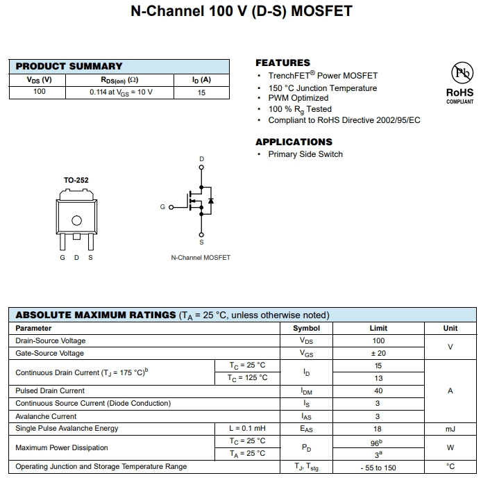 15N10 TO252參數(shù)