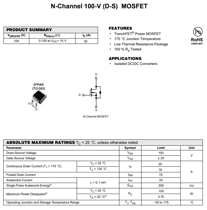 IRF530NS參數(shù)
